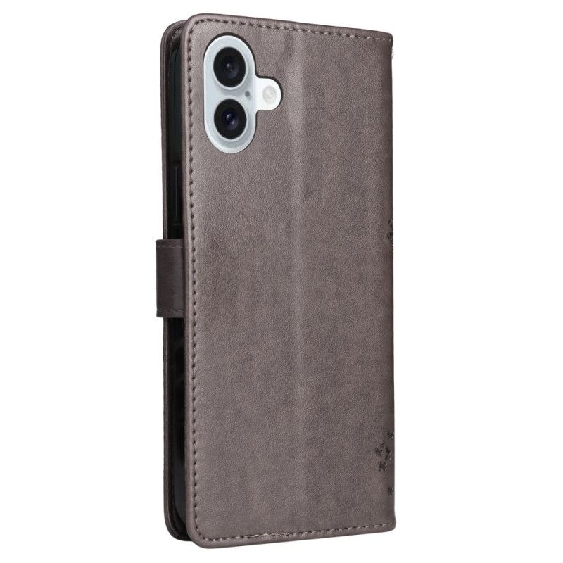 Peněženková Pouzdra iPhone 16 Plus Strom Kočky A Lanka