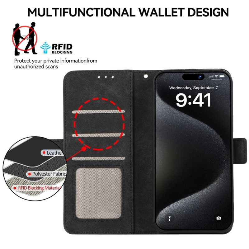 Peněženková Pouzdra iPhone 16 Pro Kryty Na Mobil Blokování Rfid Semišovým Efektem Abeel