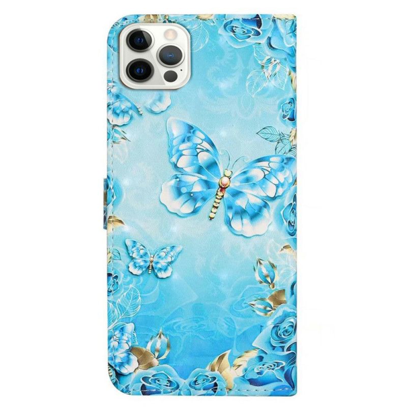 Peněženková Pouzdra iPhone 16 Pro Kryty Na Mobil Modrí Motýli