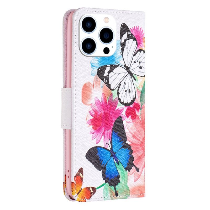 Peněženková Pouzdra iPhone 16 Pro Max Kryty Na Mobil Dva Motýli