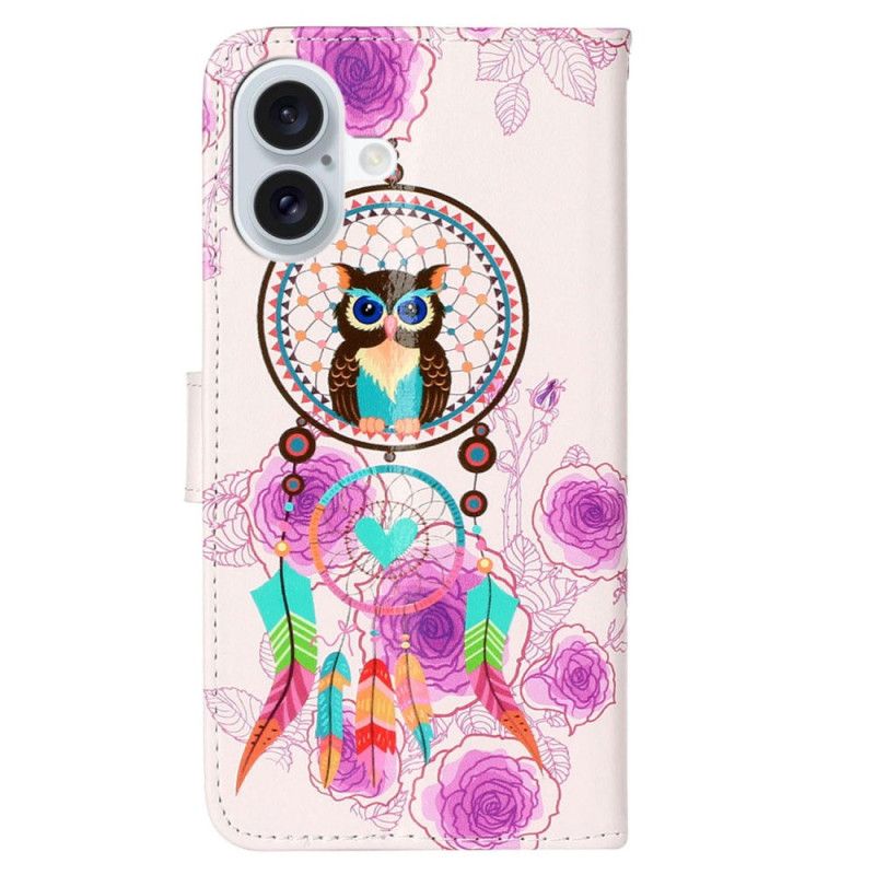 Peněženková Pouzdra iPhone 16 Sova Lapač Snů S Popruhem