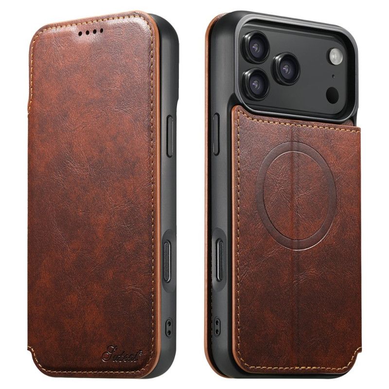 Peněženková Pouzdra iPhone 17 Pro Kompatibilní S Magsafe Kožený Efekt