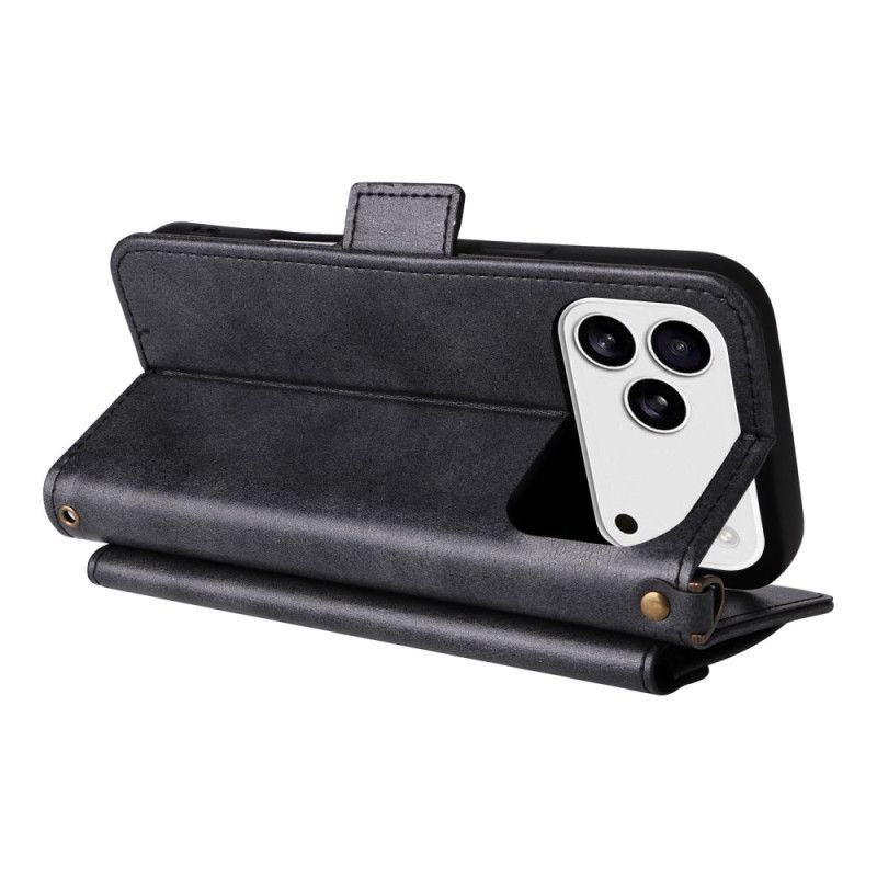 Peněženková Pouzdra iPhone 17 Pro Kryty Na Mobil Retro Peněženka S Ramenním Popruhem