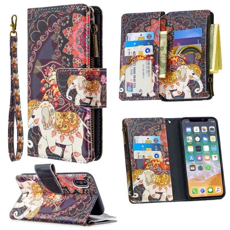 Peněženková Pouzdra Iphone X /  XS Kapsa Na Zip Slona