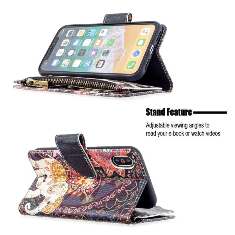Peněženková Pouzdra Iphone X /  XS Kapsa Na Zip Slona