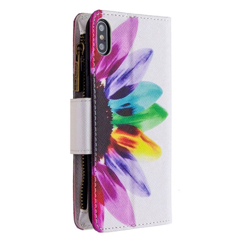 Peněženková Pouzdra Na Iphone  XS Max Květinová Kapsa Na Zip