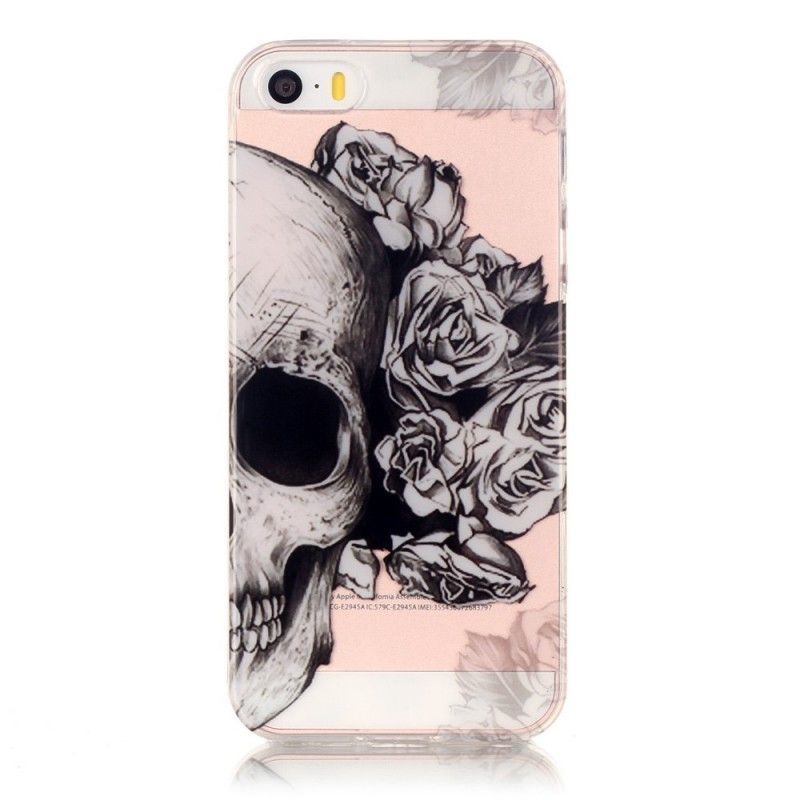 Průhledné Pouzdro Na Iphone Se/5/5s S Květinovou Lebkou