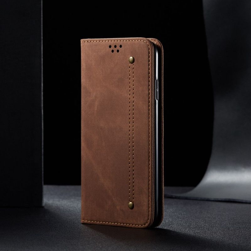 Vyklápěcí Kryt Iphone Se 2 / 8 / 7 Textura Džínů Z Umělé Kůže