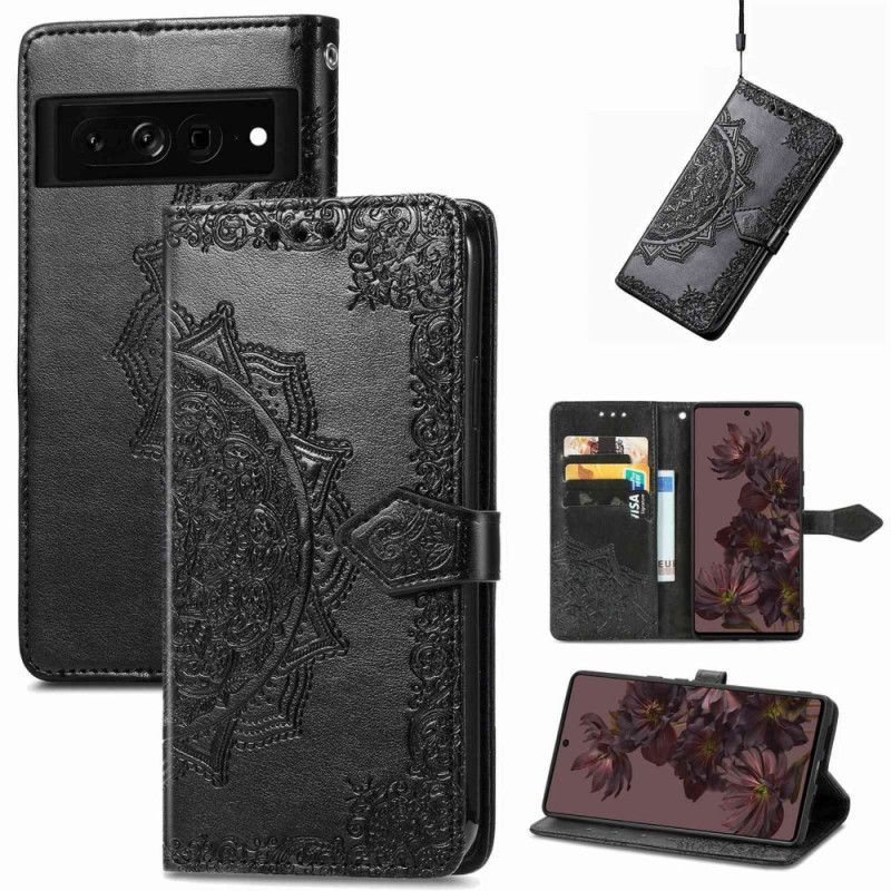 Flipové Pouzdro Na Google Pixel 7 Na Lana Strappy Retro Mandala