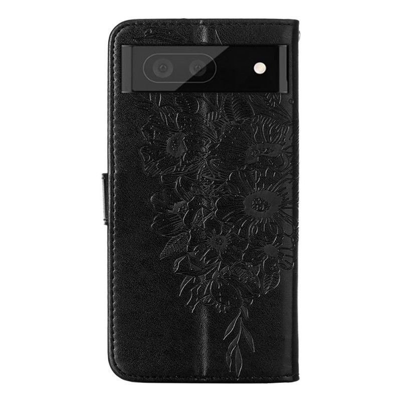 Flipové Pouzdro Na Google Pixel 7 Motýlí Design Se Šňůrkou