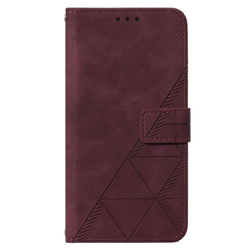 Flipové Pouzdro Na iPhone 14 Plus Pyramidový Kožený Efekt