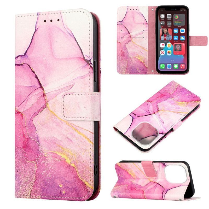Flipové Pouzdro Na iPhone 14 Pro Max Na Lana Strip Mramor
