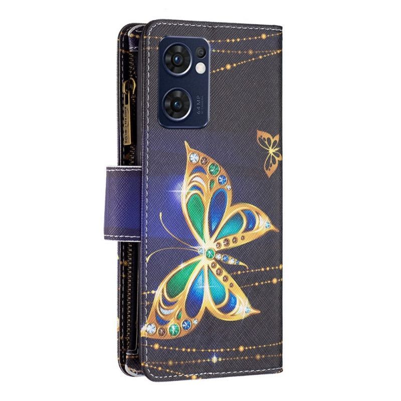 Flipové Pouzdro Na Oppo Find X5 Lite Pouzdro Na Zip Royal Butterfly