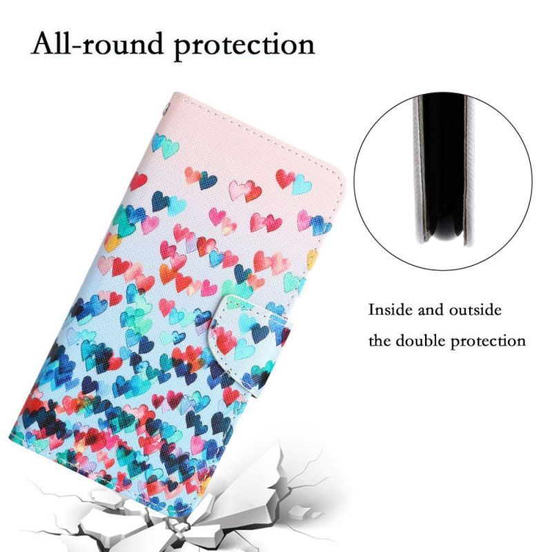 Flipové Pouzdro Na Samsung Galaxy A53 5G Na Lana Strappy Hearts Rain