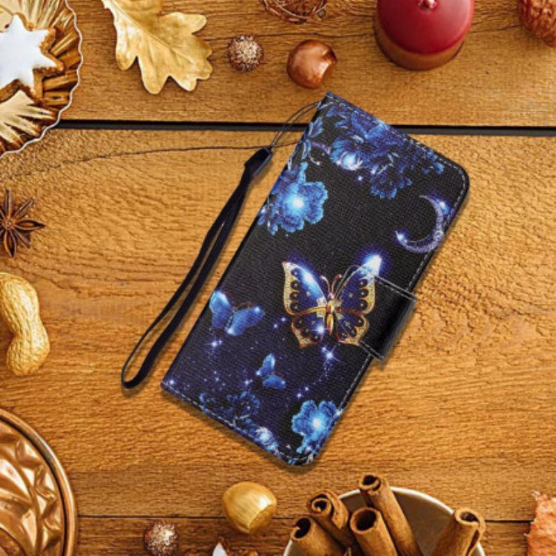 Flipové Pouzdro Na Samsung Galaxy M12 / A12 Na Lana Precious Thong Butterflies