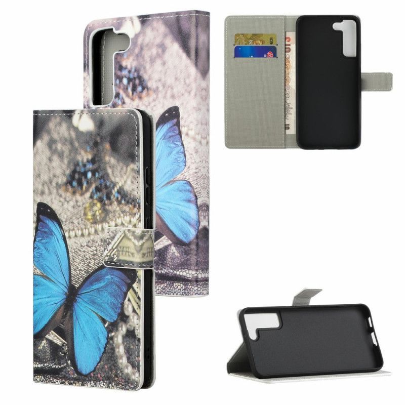 Flipové Pouzdro Na Samsung Galaxy S22 Plus 5G Butterfly Prestige Blue