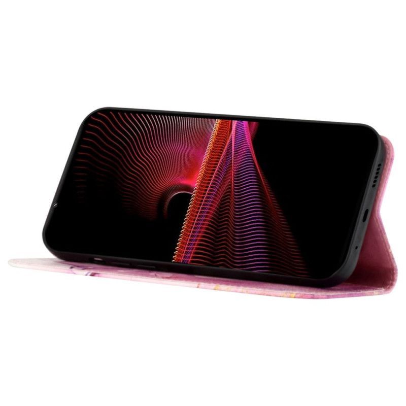 Flipové Pouzdro Na Sony Xperia 1 IV Mramor Se Šňůrkou