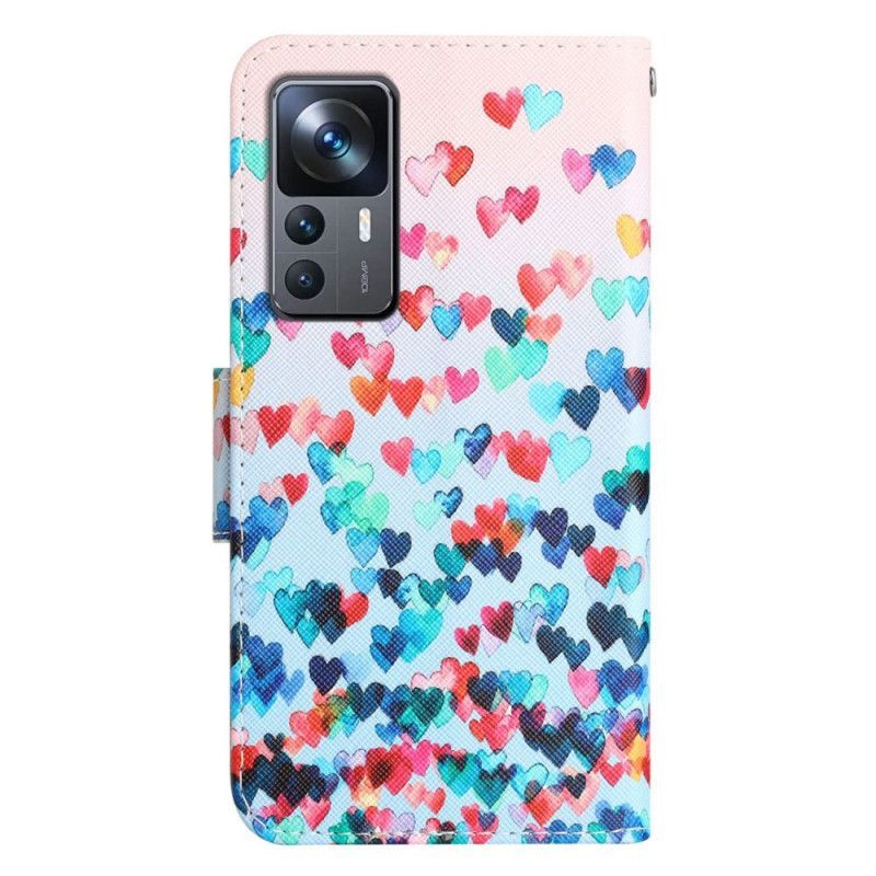 Flipové Pouzdro Na Xiaomi 12T / 12T Pro Na Lana Strappy Hearts