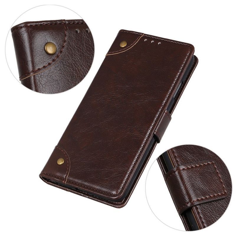 Flipové Pouzdro Na Xiaomi 12T / 12T Pro Stylové Nýty Z Kůže Nappa Vintage