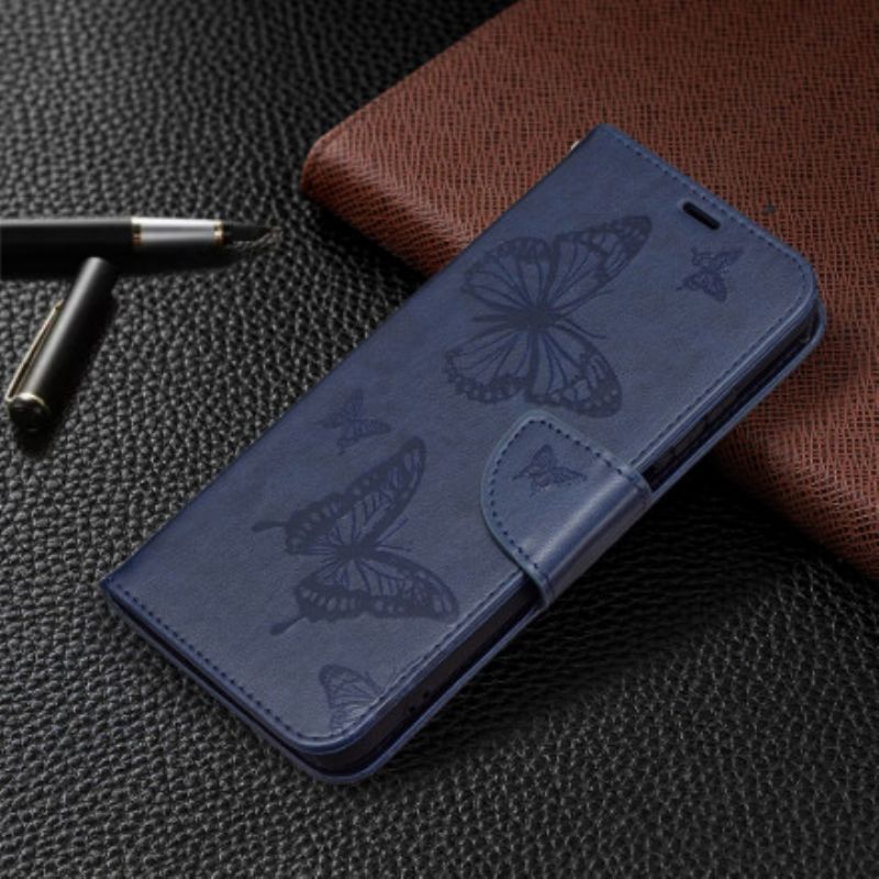 Flipové Pouzdro Na Xiaomi Redmi Note 10 / 10S Na Lana Butterflies Printed Strappy