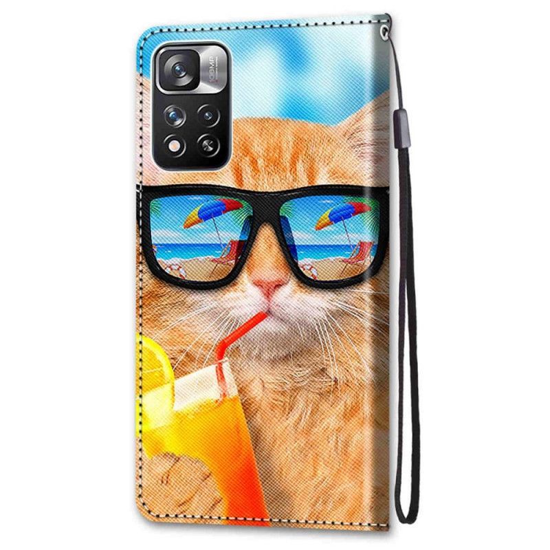 Flipové Pouzdro Na Xiaomi Redmi Note 11 Pro Plus 5G Na Lana Strappy Star Cat