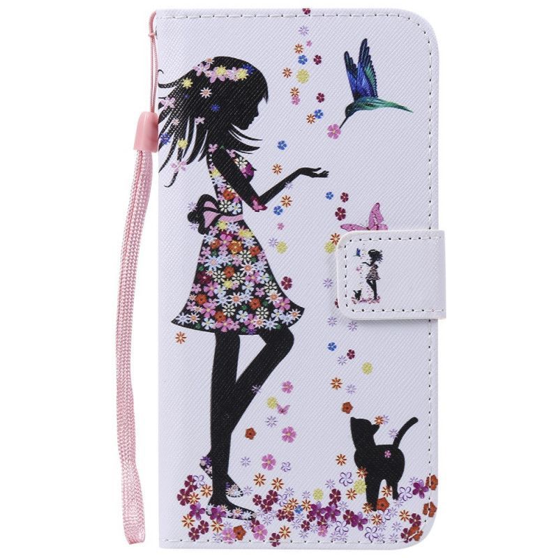 Flipové Pouzdro Honor 8a / Šaty Huawei Y6 2019 S Květinami A Ptáky