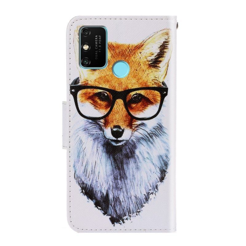 Flipové Pouzdro Honor 9a Nerdy Liška S Popruhem