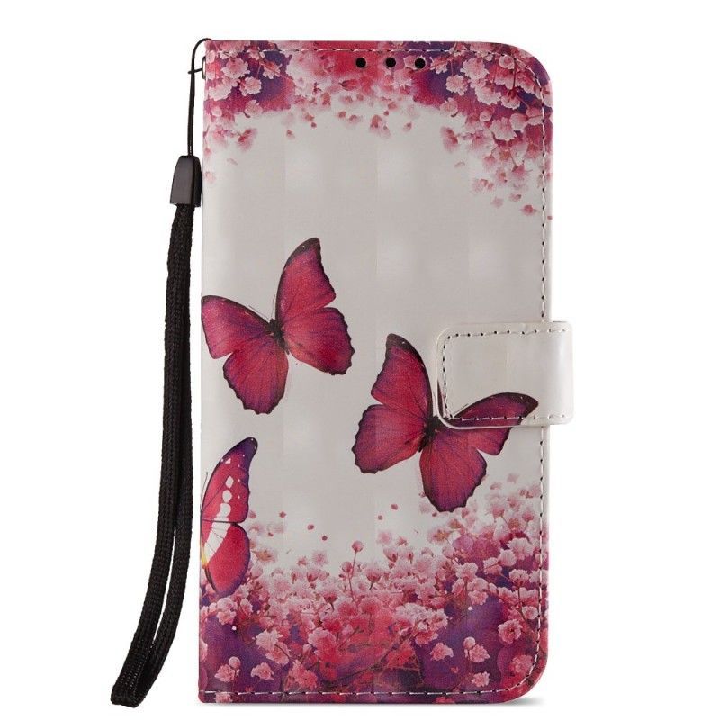 Huawei Flipové Pouzdro Honor 7c Cover 3d Red Butterflies