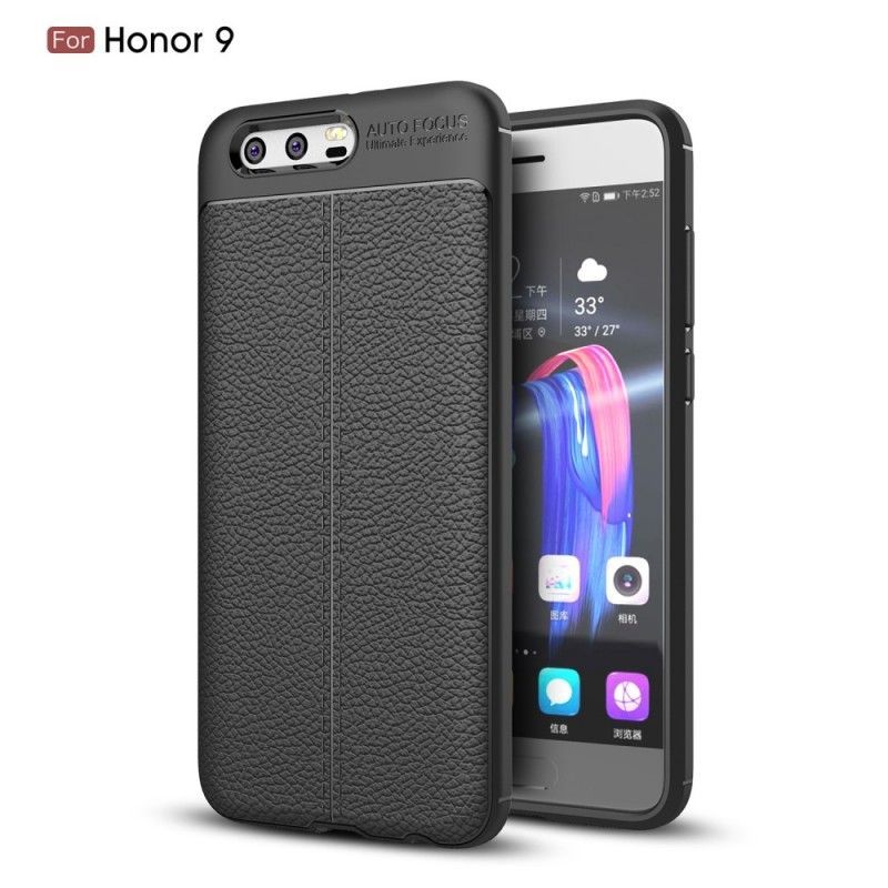 Huawei Kryt Honor 9 Dvouřadé Kožené Pouzdro S Efektem Liči
