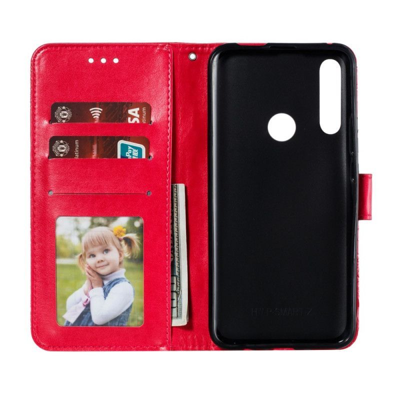 Huawei P Smart Z Cover / Flipové Pouzdro Honor 9x Tribal Květiny S Popruhem