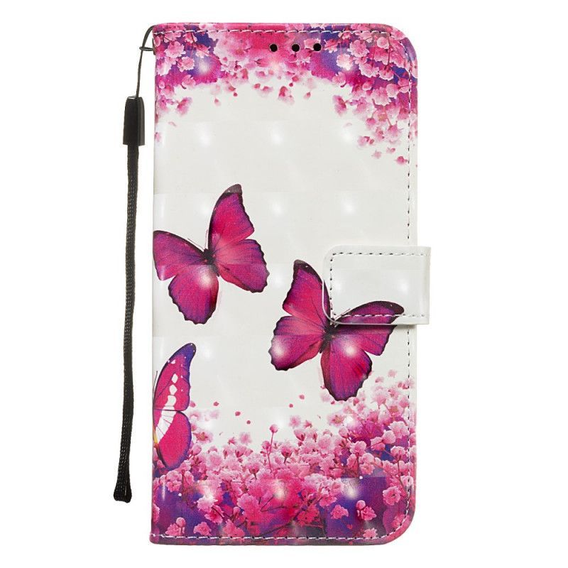 Huawei P Smart Z Pouzdro / Flipové Pouzdro Honor 9x Červené Motýlky S Páskem