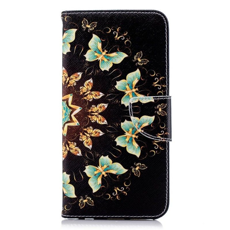 Huawei Y7 2018 Cover / Peněženková Pouzdra Na Honor 7c Motýlí Mandala