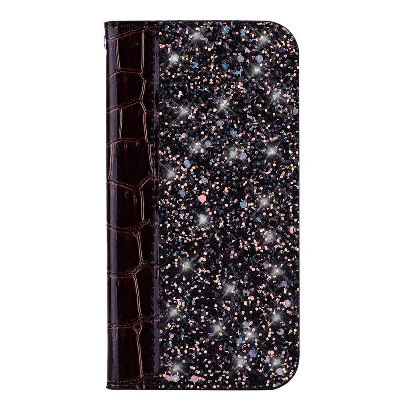 Kožené Pouzdro Folio Honor 8a / Huawei Y6 2019 Krokodýlí Kůže A Třpytky