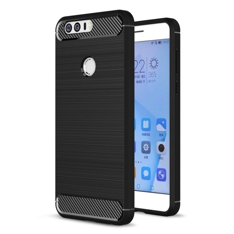 Pouzdro Huawei Kryt Honor 8 Z Kartáčovaného Uhlíkového Vlákna