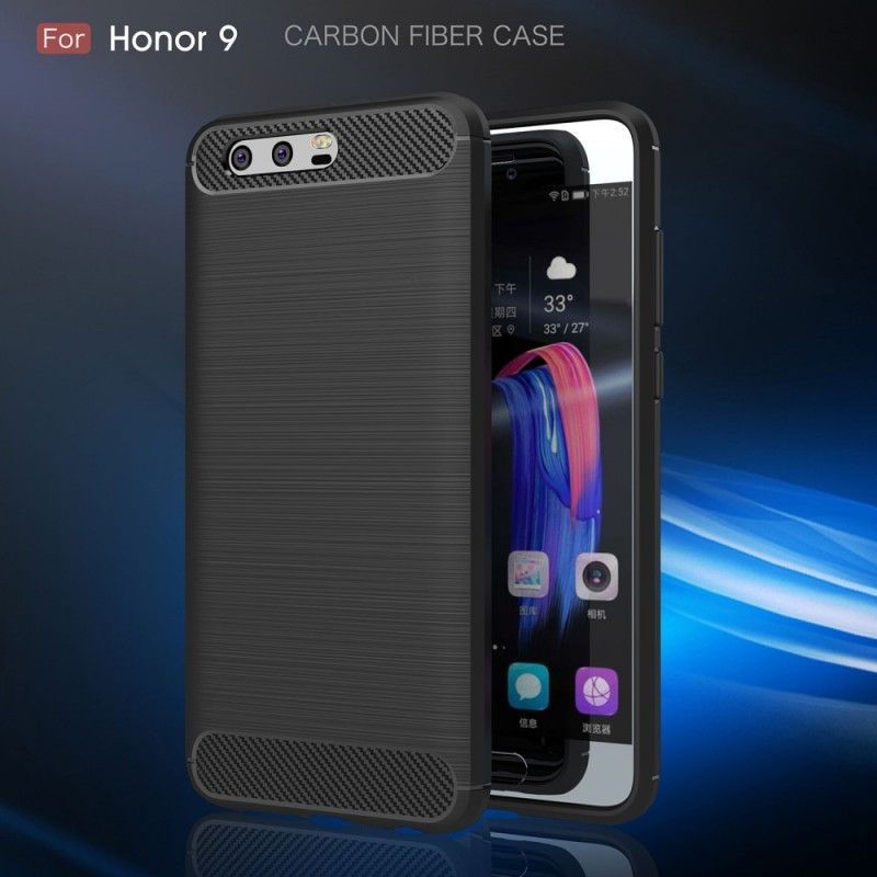 Pouzdro Huawei Kryt Honor 9 Z Kartáčovaného Uhlíkového Vlákna