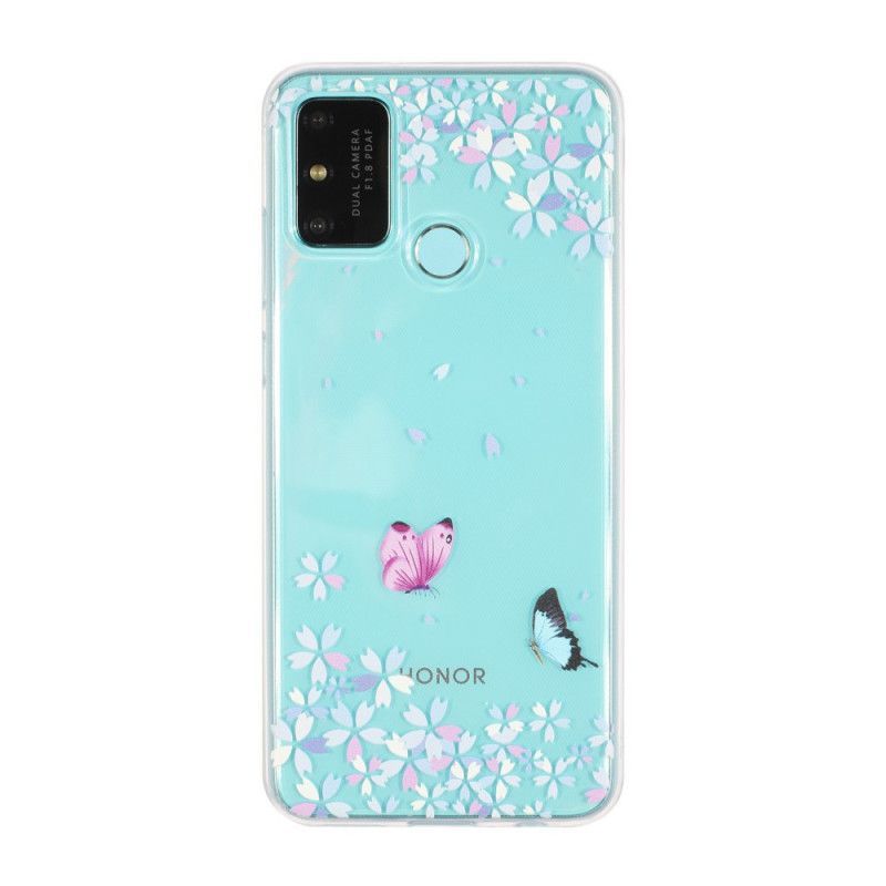 Průhledné Pouzdro Na Huawei Kryt Na Honor 9a Pro Motýly A Květiny