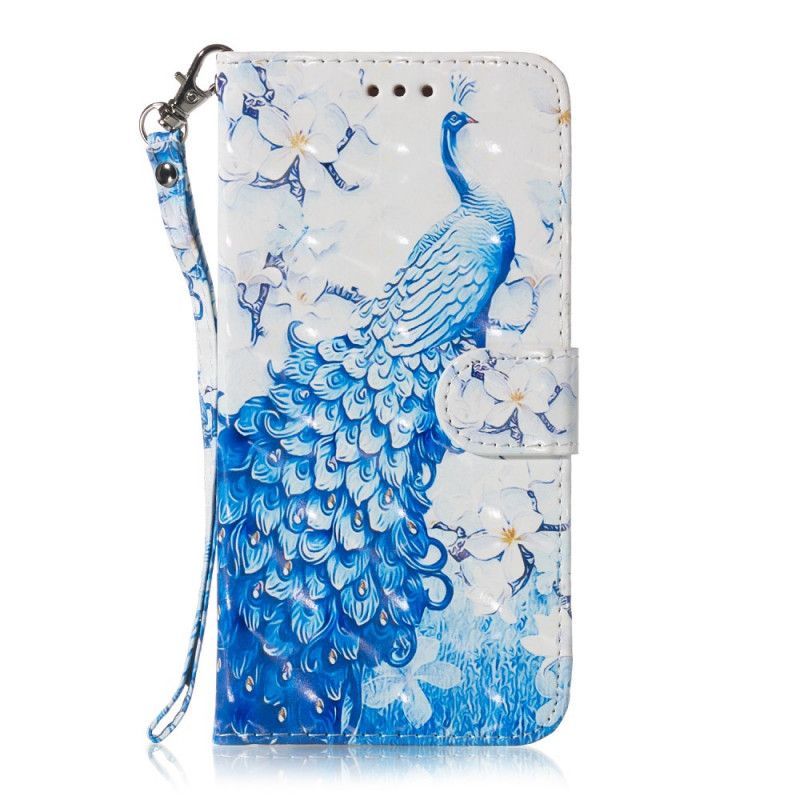 Cover Čest 8a / Kožený Kryt Huawei Y6 2019 Modrý Páv