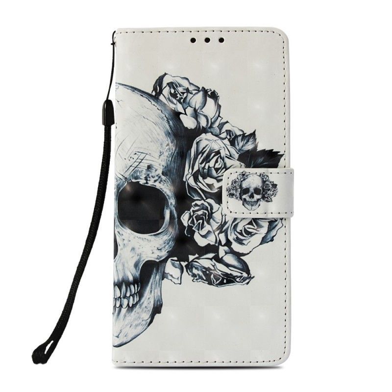 Flipové Pouzdro Huawei Mate 20 Lite 3d Květinová Lebka