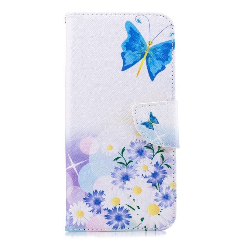 Flipové Pouzdro Huawei Mate 20 Pro Malovaní Motýli A Květiny