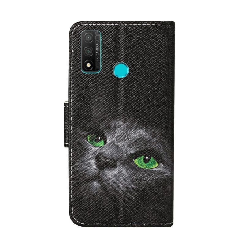 Flipové Pouzdro Huawei P Smart 2020 Zelené Kočičí Oči Se Šňůrkou