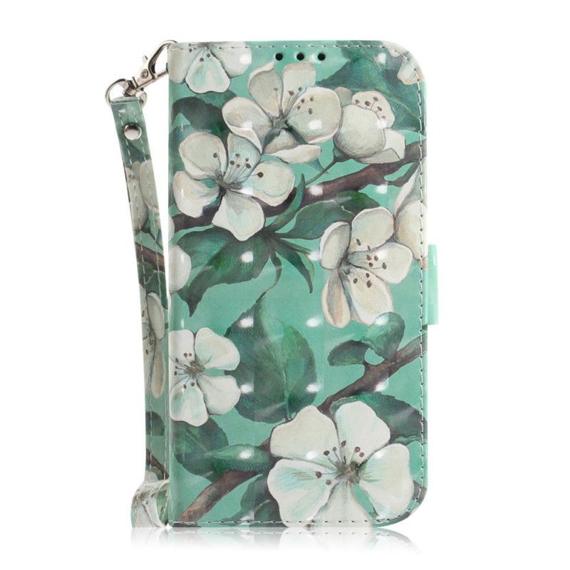 Flipové Pouzdro Huawei P Smart Plus 2019 Kvetoucí Větev S Popruhem