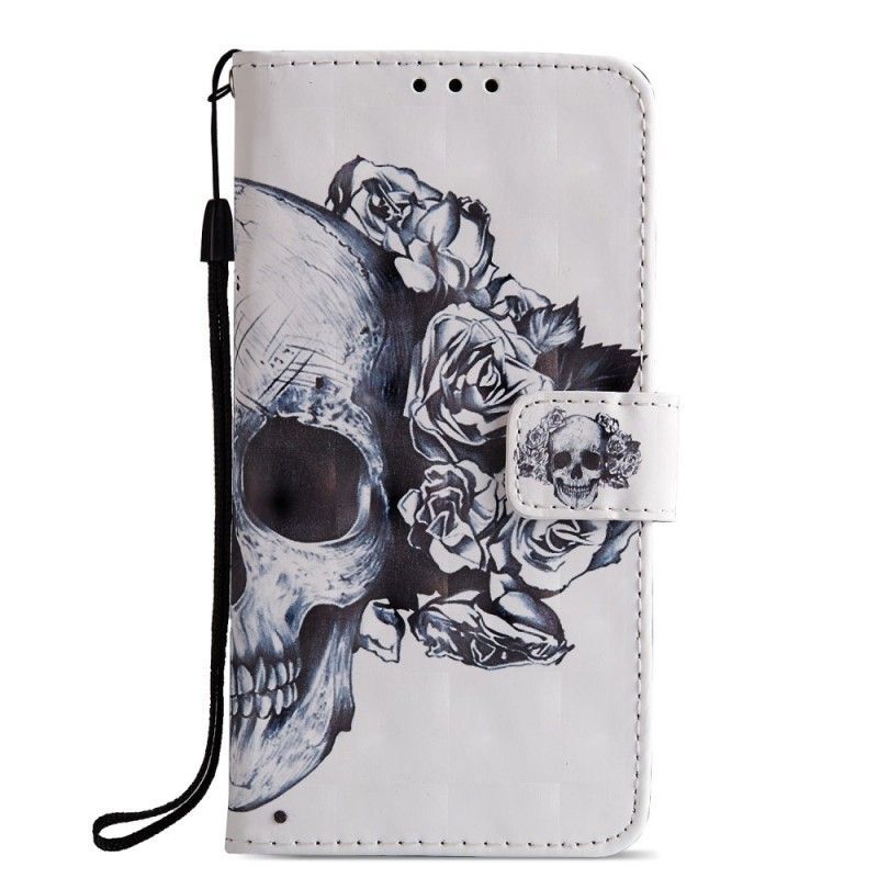 Flipové Pouzdro Huawei P20 3d Květinová Lebka
