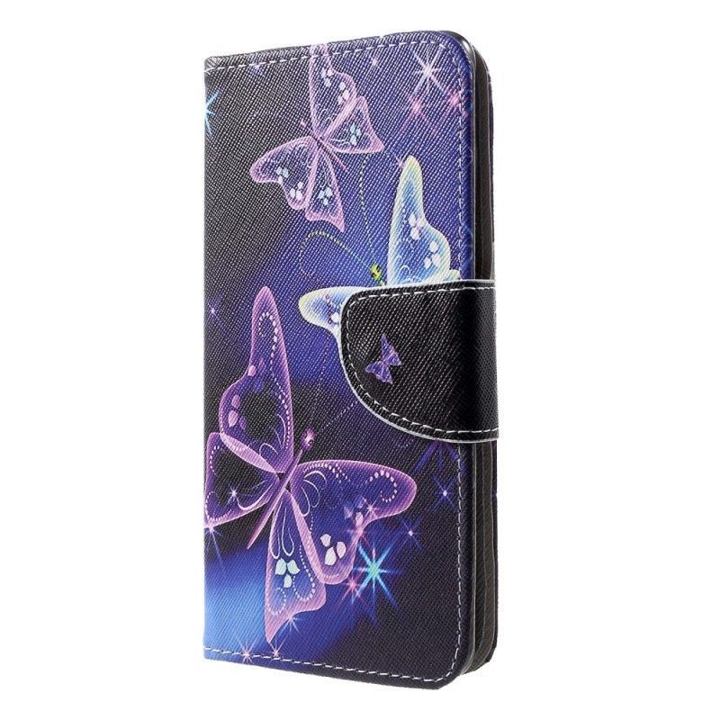 Flipové Pouzdro Huawei P30 Motýli A Květiny