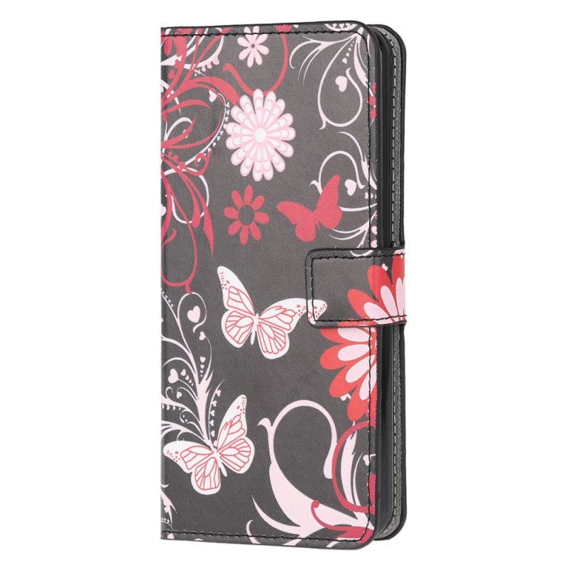 Flipové Pouzdro Huawei P40 Lite E / Y7p Motýli A Květiny 2