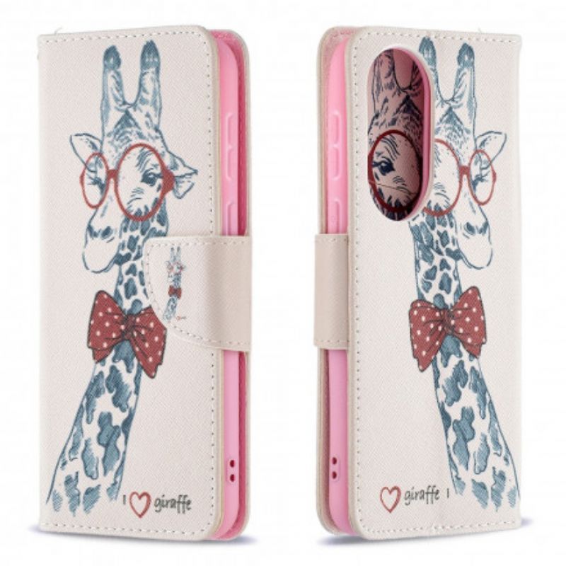 Flipové Pouzdro Huawei P50 Nerdová Žirafa