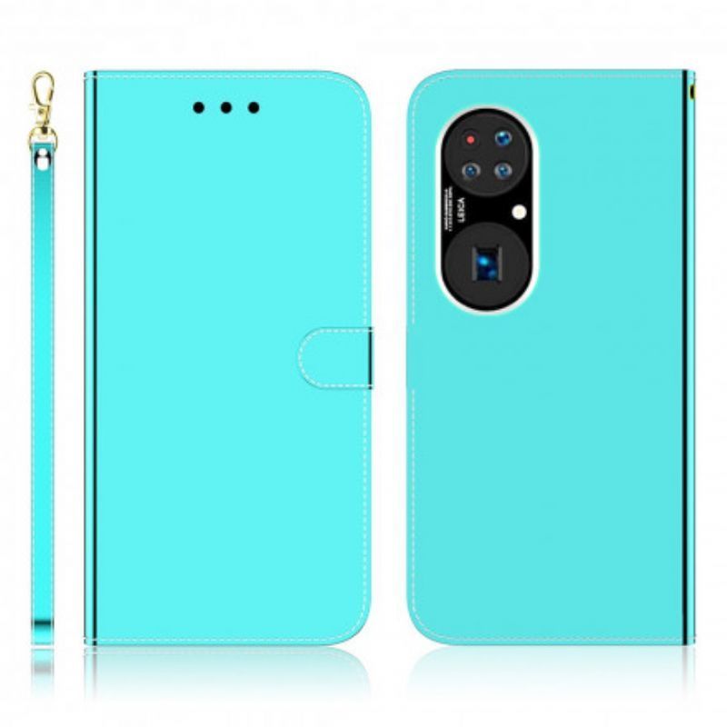 Flipové Pouzdro Huawei P50 Pro Kryt Zrcátka Z Umělé Kůže
