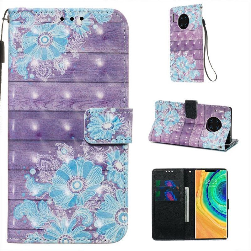Flipové Pouzdro Na Huawei Mate 30 Pro Modré Květy