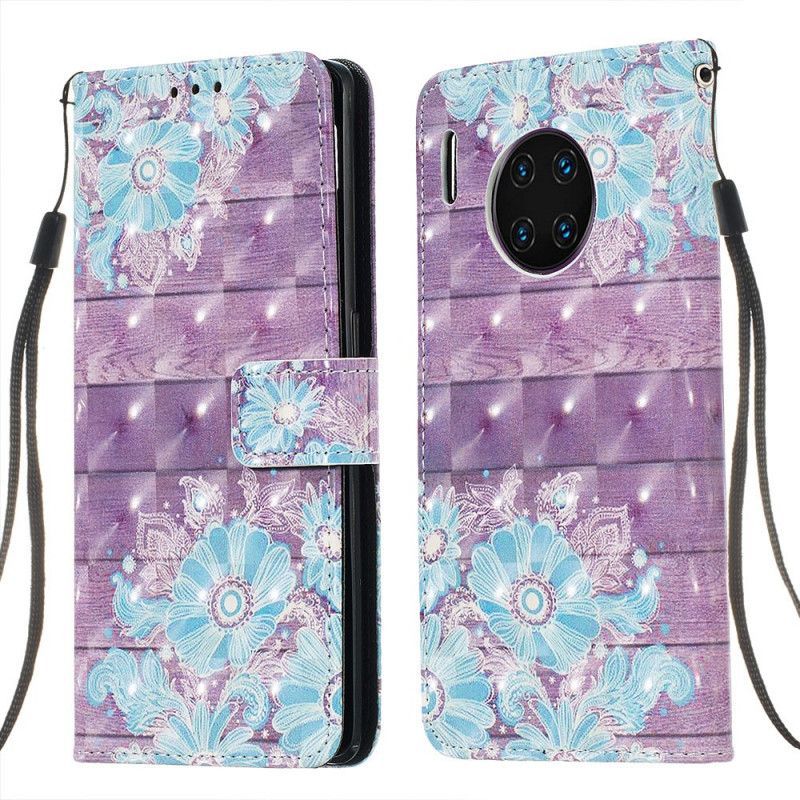 Flipové Pouzdro Na Huawei Mate 30 Pro Modré Květy