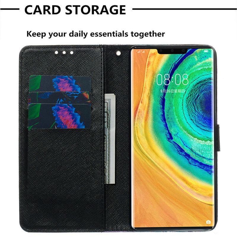 Flipové Pouzdro Na Huawei Mate 30 Pro Modré Květy