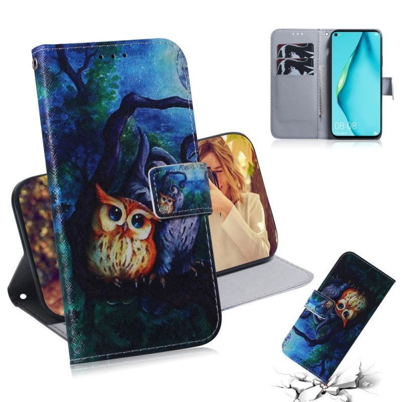 Flipové Pouzdro Na Huawei P40 Lite Malování Sov